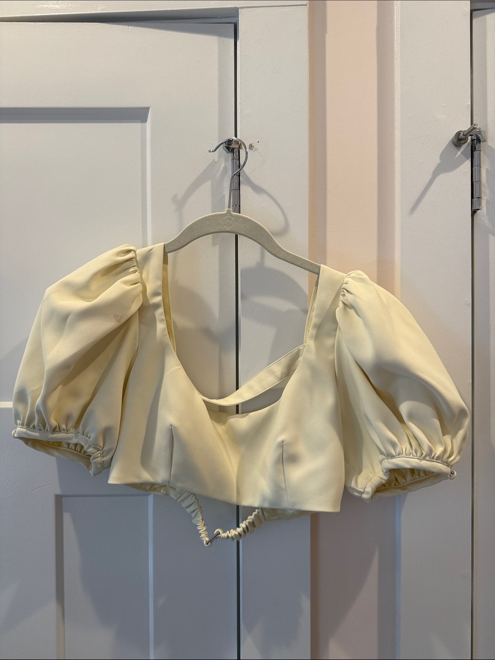 Ivory Puff Sleeve Crop Top